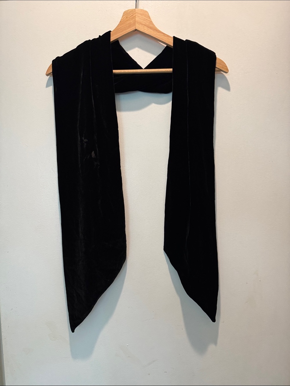 Ann Taylor Black Velvet Long Wrap Scarf - Picture 3 of 3